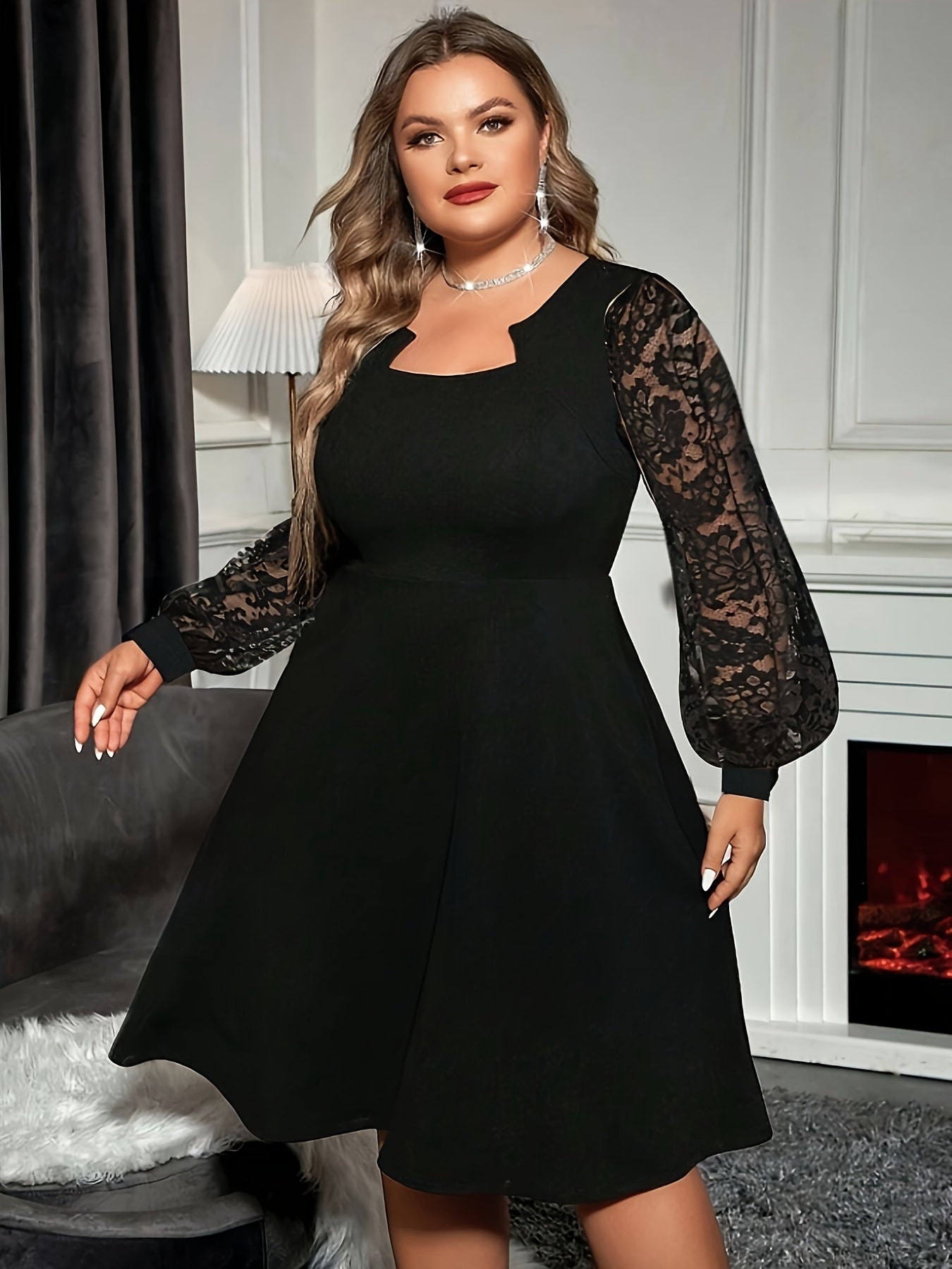 Callie | Lace Sleeve Dress